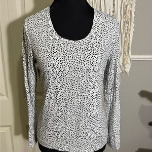 Chico's Monochrome Dotted Long Sleeve Top